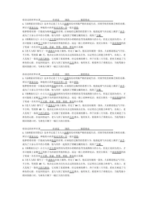 部编版六年级语文课外必读书目(1)