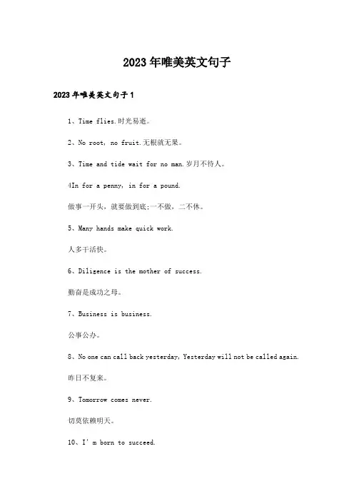 2023年唯美英文句子