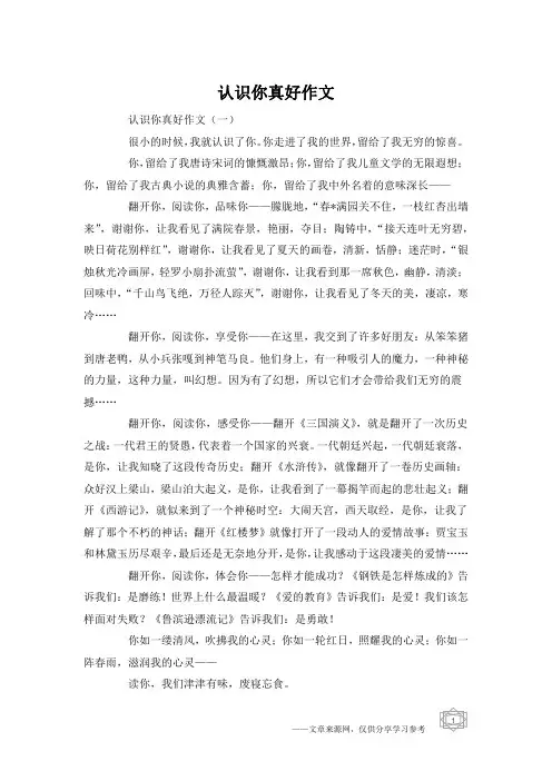 认识你真好作文