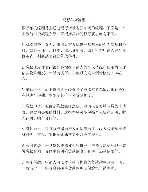 银行车贷流程