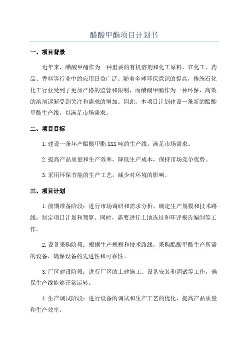 醋酸甲酯项目计划书