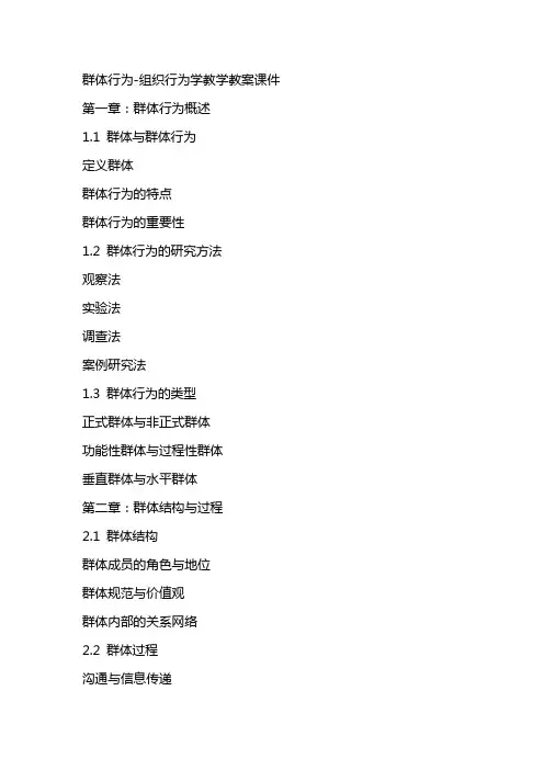 群体行为 组织行为学教学教案课件