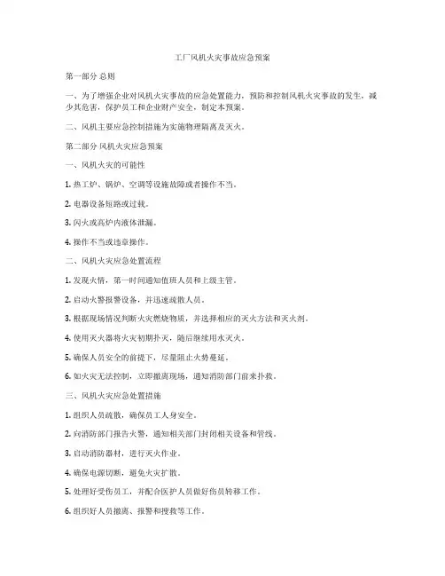 工厂风机火灾事故应急预案