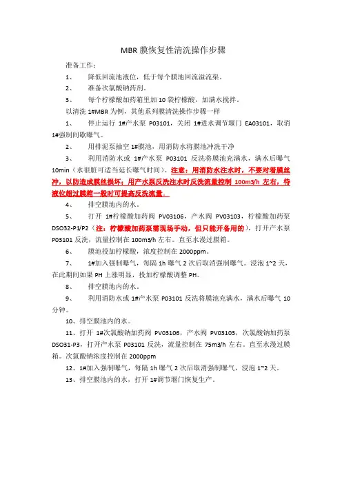 MBR膜恢复性清洗-班组操作