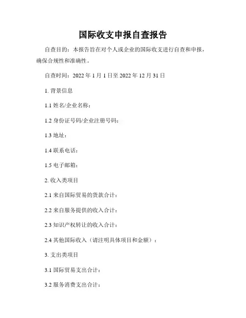 国际收支申报自查报告