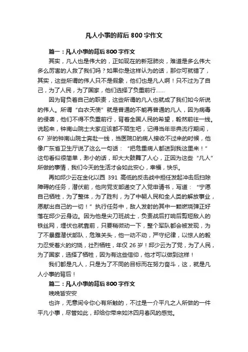 凡人小事的背后800字作文