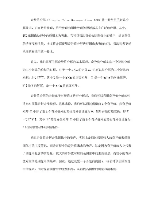 使用奇异值分解进行图像去噪的技巧(九)