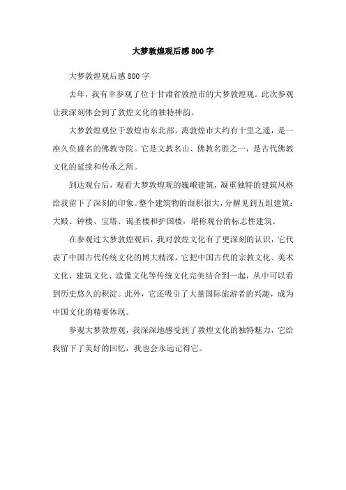 大梦敦煌观后感800字