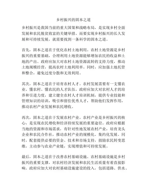 乡村振兴的固本之道