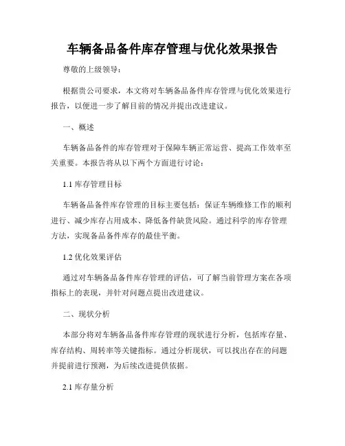 车辆备品备件库存管理与优化效果报告