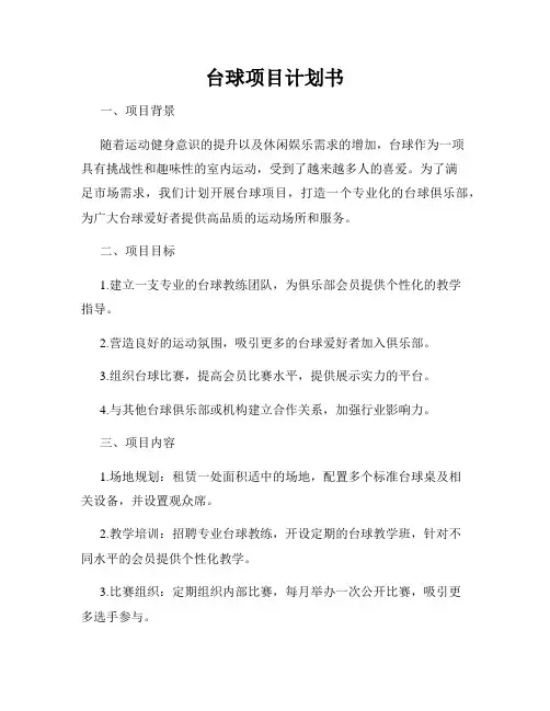 台球项目计划书
