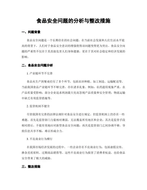 食品安全问题的分析与整改措施