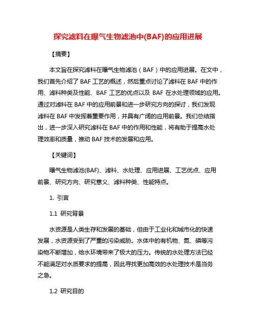 探究滤料在曝气生物滤池中(BAF)的应用进展
