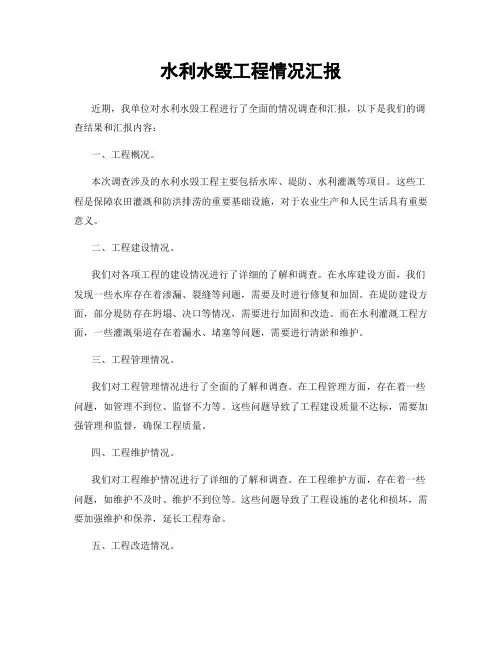 水利水毁工程情况汇报