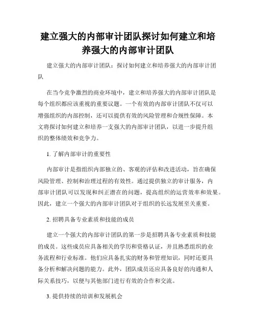 建立强大的内部审计团队探讨如何建立和培养强大的内部审计团队