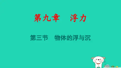 安徽省八年级物理下册第9章浮力：物体的浮与沉pptx课件新版沪科版