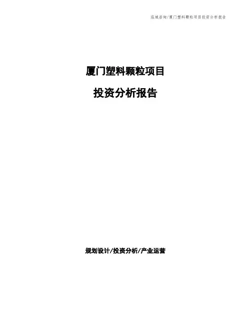 厦门塑料颗粒项目投资分析报告