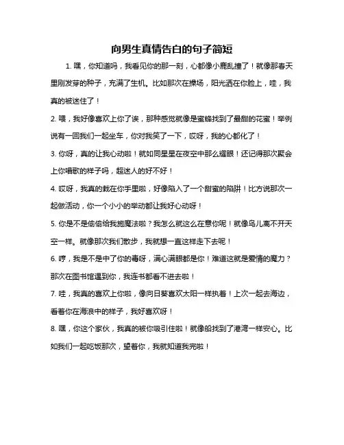 向男生真情告白的句子简短