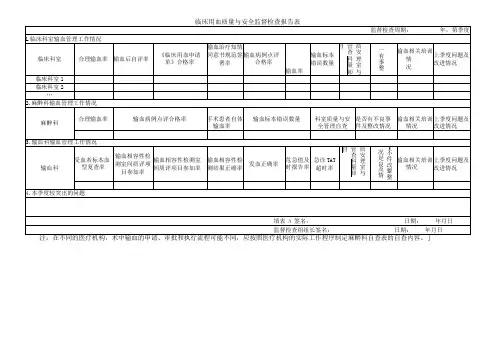 临床用血质量与安全监督检查报告表