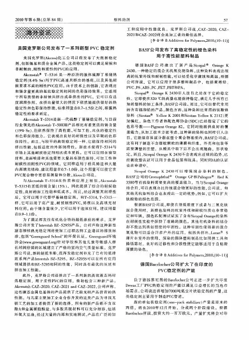 BASF公司发布了高稳定性的橙色染料用于高性能塑料制品