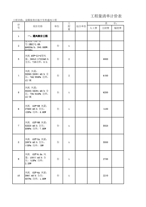 通风主材价格