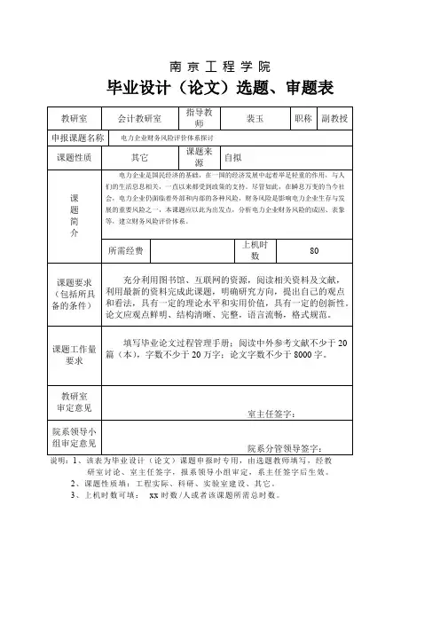 选题审题表