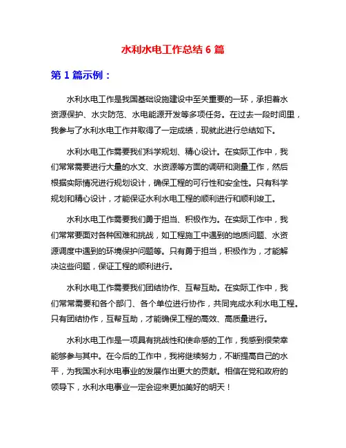 水利水电工作总结6篇