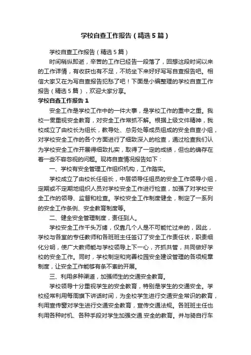 学校自查工作报告(精选5篇)