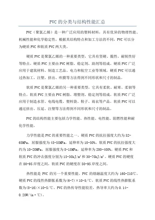 PVC的分类与结构性能汇总