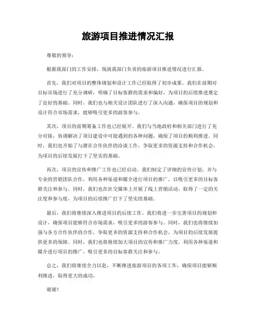 旅游项目推进情况汇报