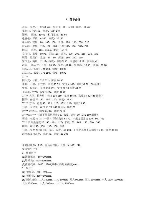 各种建筑空间尺度(简单+详尽)