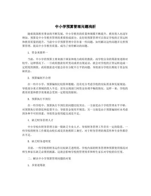 中小学预算管理问题浅析