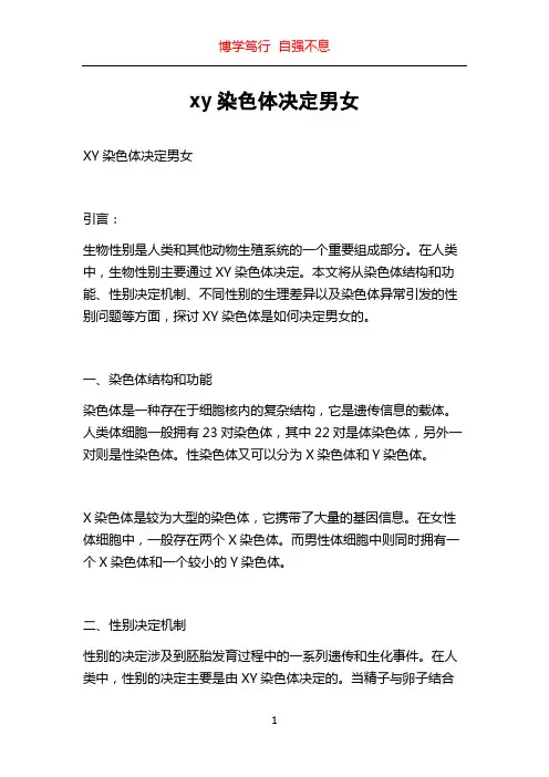 xy染色体决定男女
