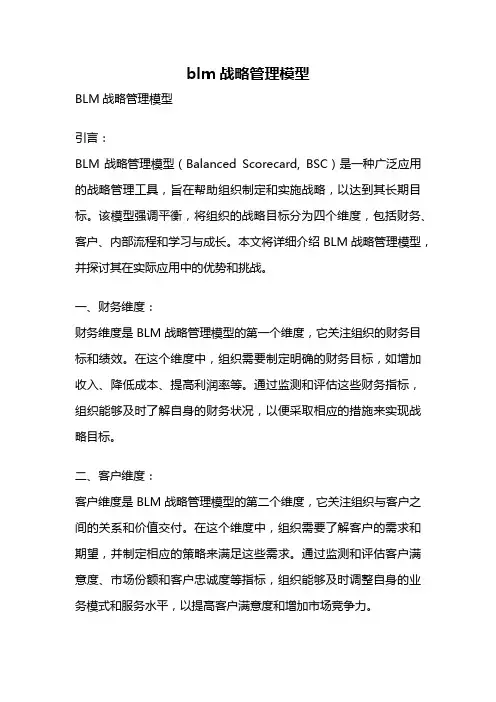 blm战略管理模型