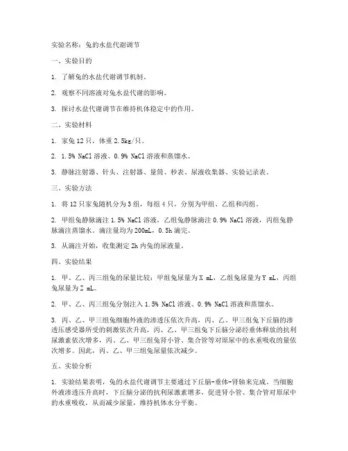 兔代谢实验报告