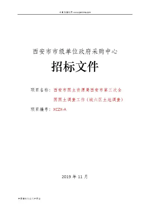 国土资源局全国国土调查工作(土地调查)公开招投标书范本