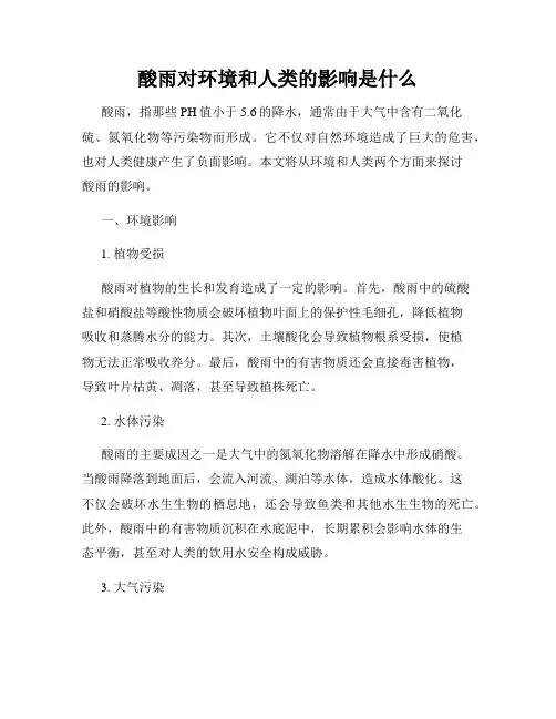 酸雨对环境和人类的影响是什么