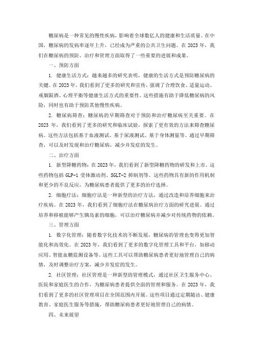糖尿病的2023年总结1000-2000字