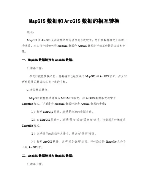 MapGIS数据和ArcGIS数据的相互转换