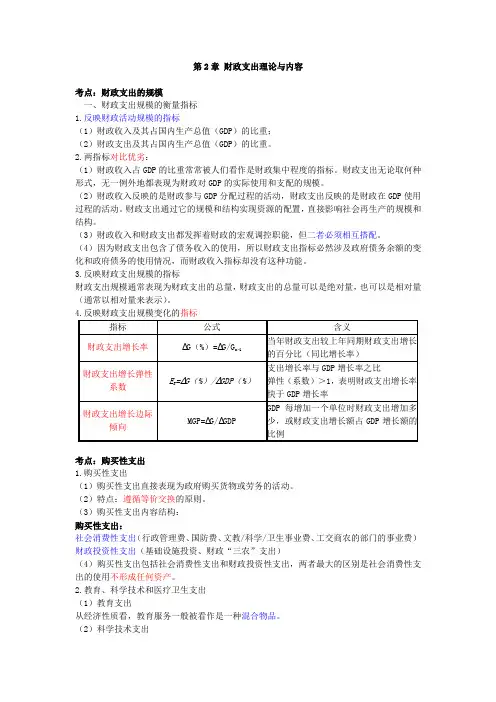 2024中级经济师财税三色笔记-第2章 财政支出理论与内容