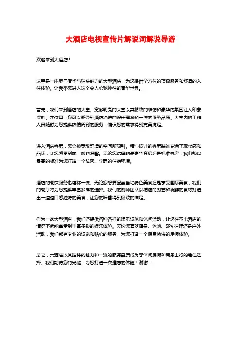 大酒店电视宣传片解说词解说导游