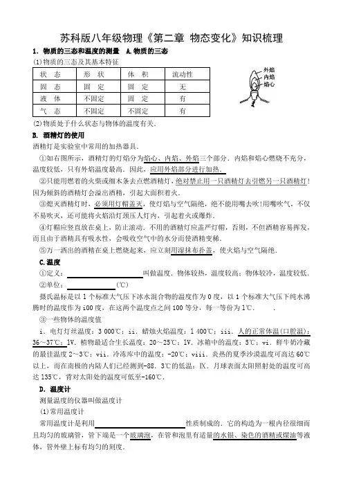 苏科版八年级物理《第二章物态变化》知识梳理