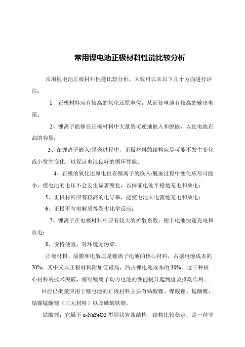 【精品文章】常用锂电池正极材料性能比较分析