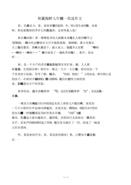 秋让我沉醉七年级初一精选作文