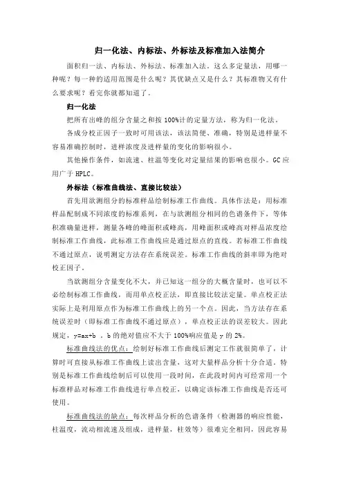 归一化法、内标法、外标法及标准加入法简介