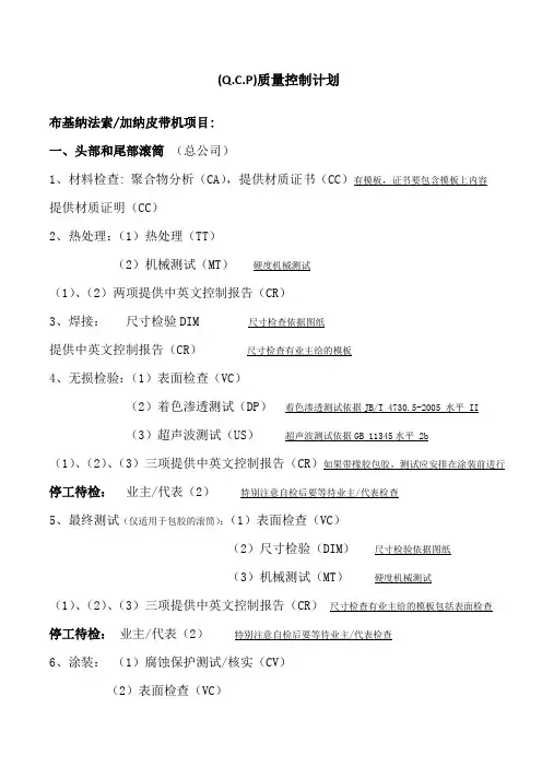 QCP质量控制计划