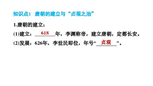 人教版七年级下册历史第1单元第2课从贞观之治到开元盛世习题课件2