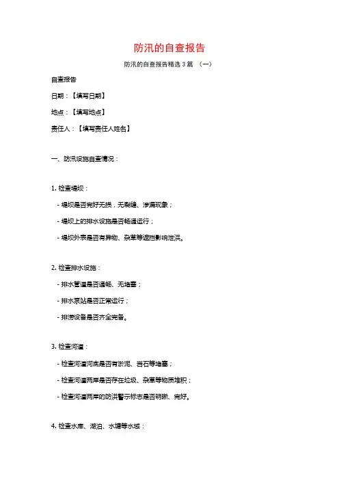 防汛的自查报告3篇