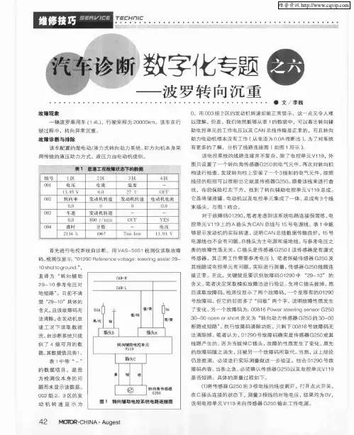 汽车诊断数字化专题之六——波罗转向沉重