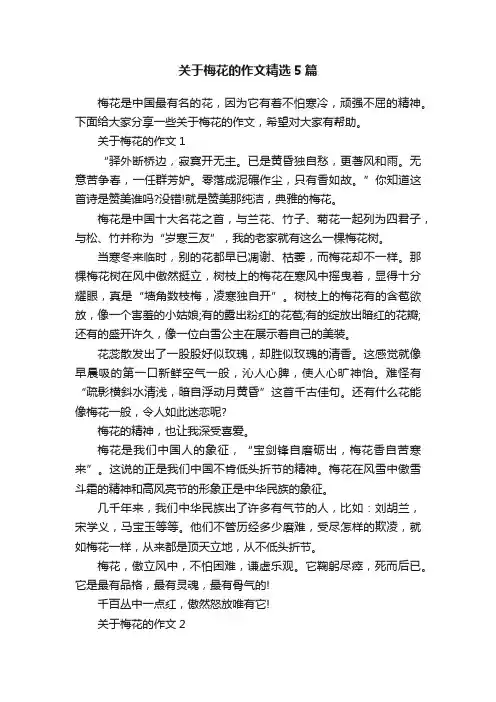 关于梅花的作文精选5篇